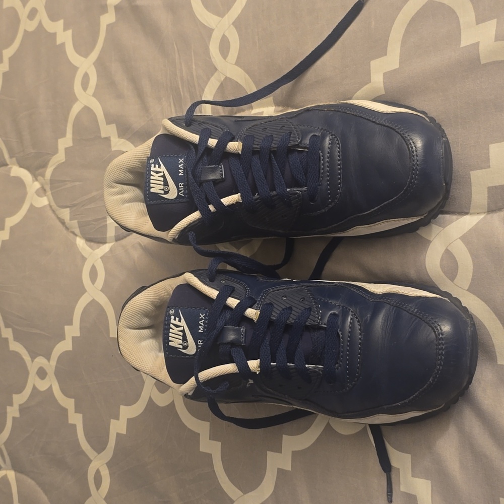 Nike Air Max Trainers Deep Blue and White Sneakers